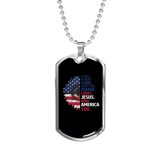 She's a Good Girl Christian Necklace Stainless Steel or 18k Gold Dog Tag 24" Chain-Express Your Love Gifts