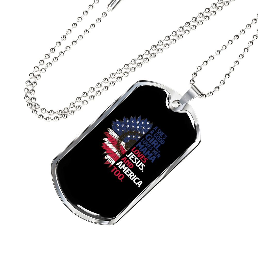 She's a Good Girl Christian Necklace Stainless Steel or 18k Gold Dog Tag 24" Chain-Express Your Love Gifts