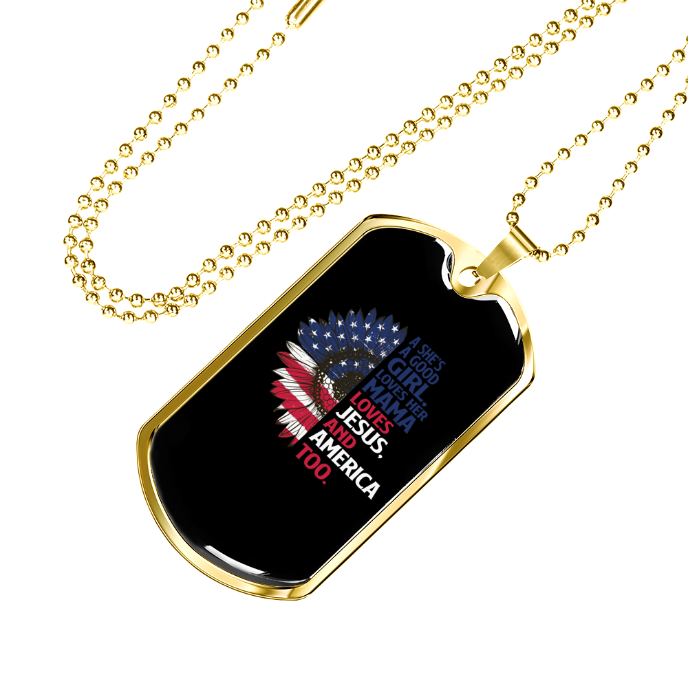 She's a Good Girl Christian Necklace Stainless Steel or 18k Gold Dog Tag 24" Chain-Express Your Love Gifts