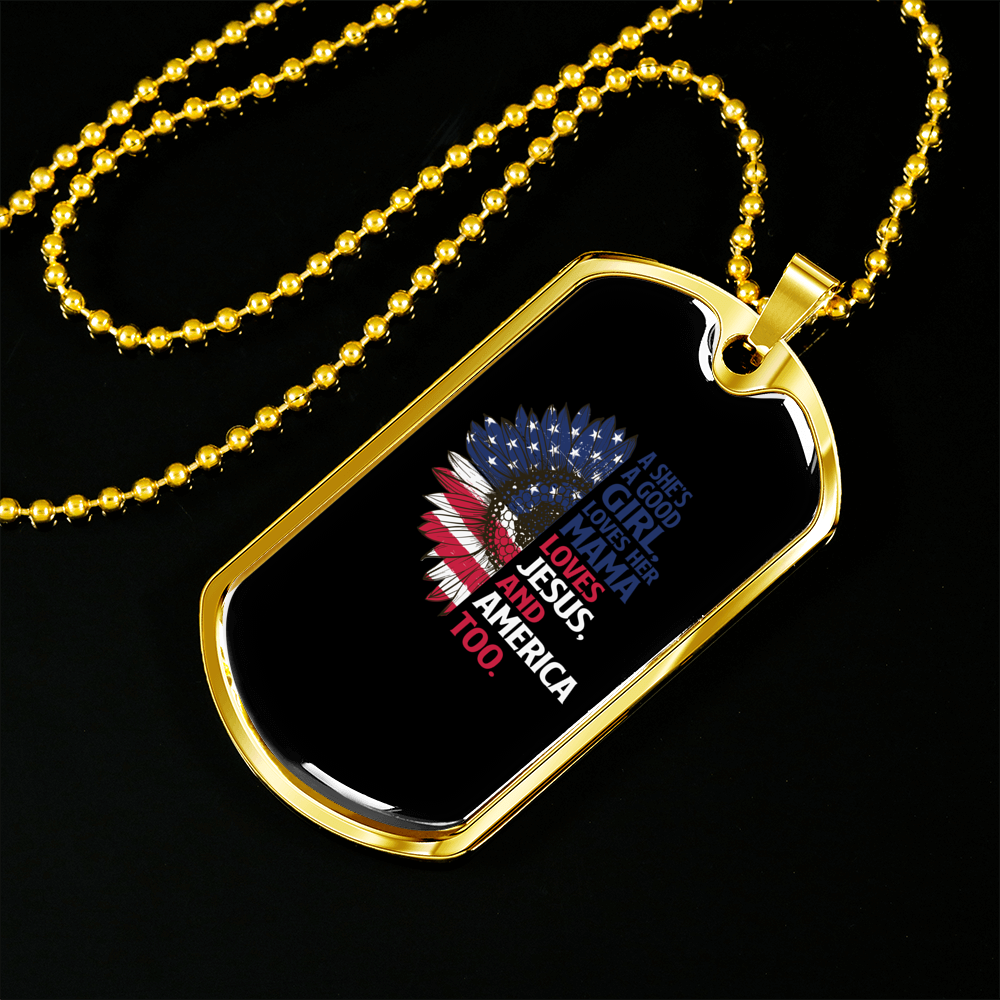 She's a Good Girl Christian Necklace Stainless Steel or 18k Gold Dog Tag 24" Chain-Express Your Love Gifts