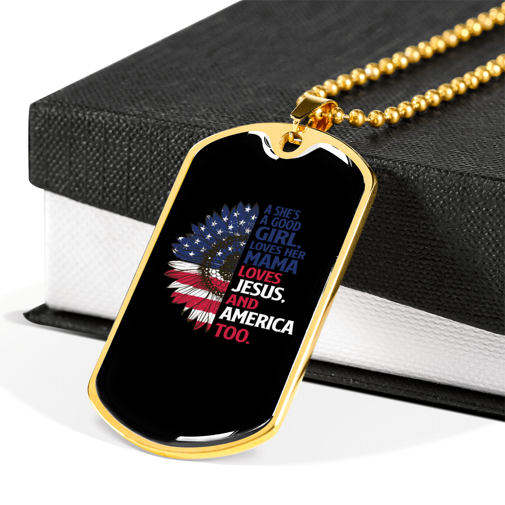 She's a Good Girl Christian Necklace Stainless Steel or 18k Gold Dog Tag 24" Chain-Express Your Love Gifts