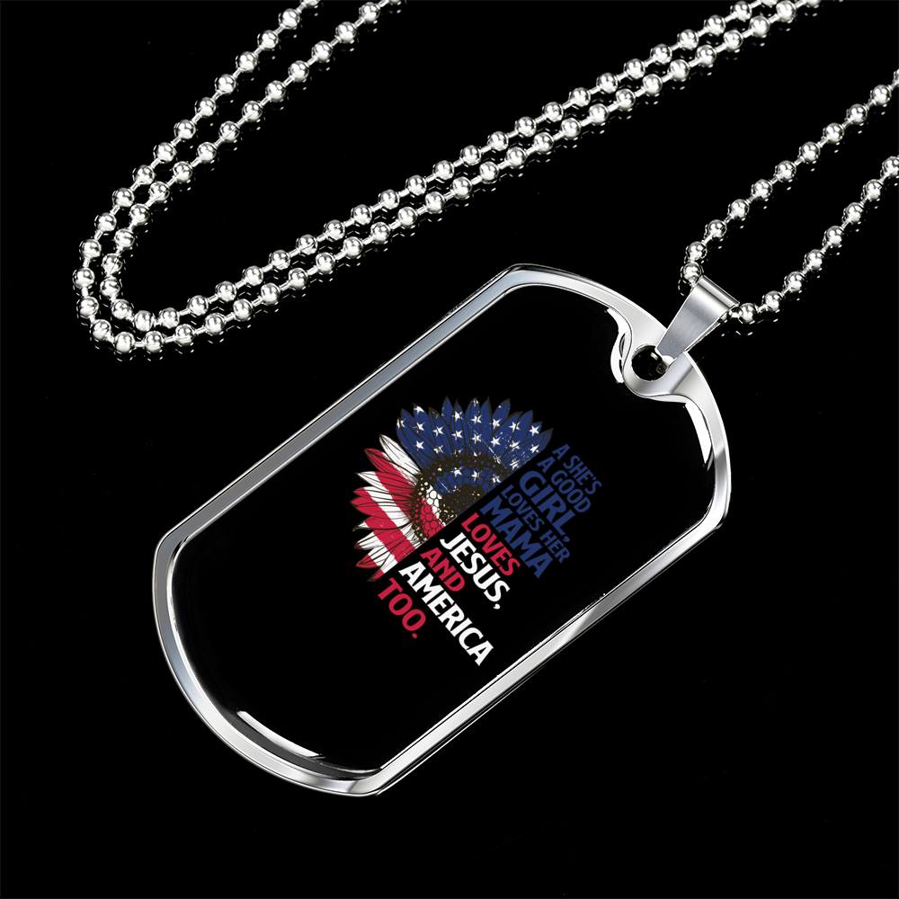 She's a Good Girl Christian Necklace Stainless Steel or 18k Gold Dog Tag 24" Chain-Express Your Love Gifts