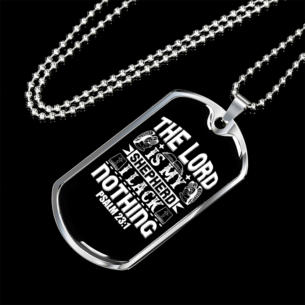 Shepherd I Lack Nothing Christian Necklace Stainless Steel or 18k Gold Dog Tag 24" Chain-Express Your Love Gifts