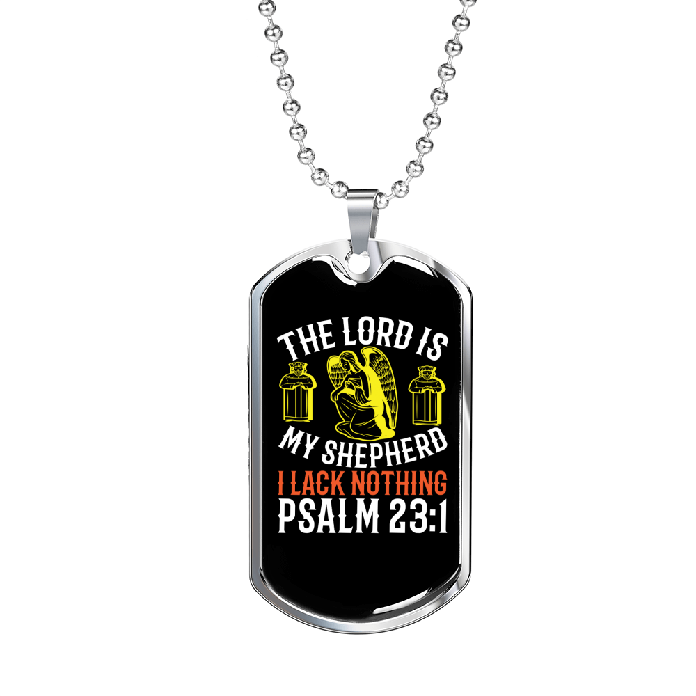 Shepherd Is My Lord Christian Necklace Stainless Steel or 18k Gold Dog Tag 24" Chain-Express Your Love Gifts
