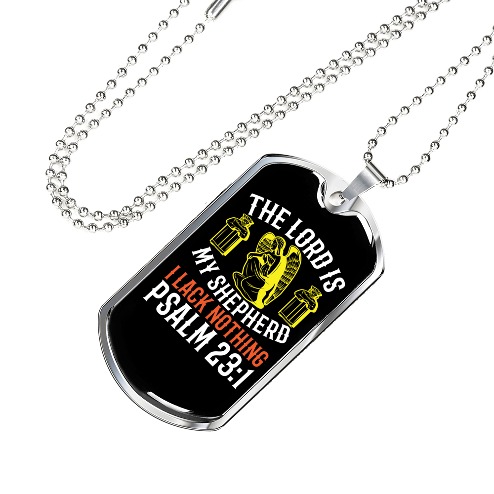 Shepherd Is My Lord Christian Necklace Stainless Steel or 18k Gold Dog Tag 24" Chain-Express Your Love Gifts