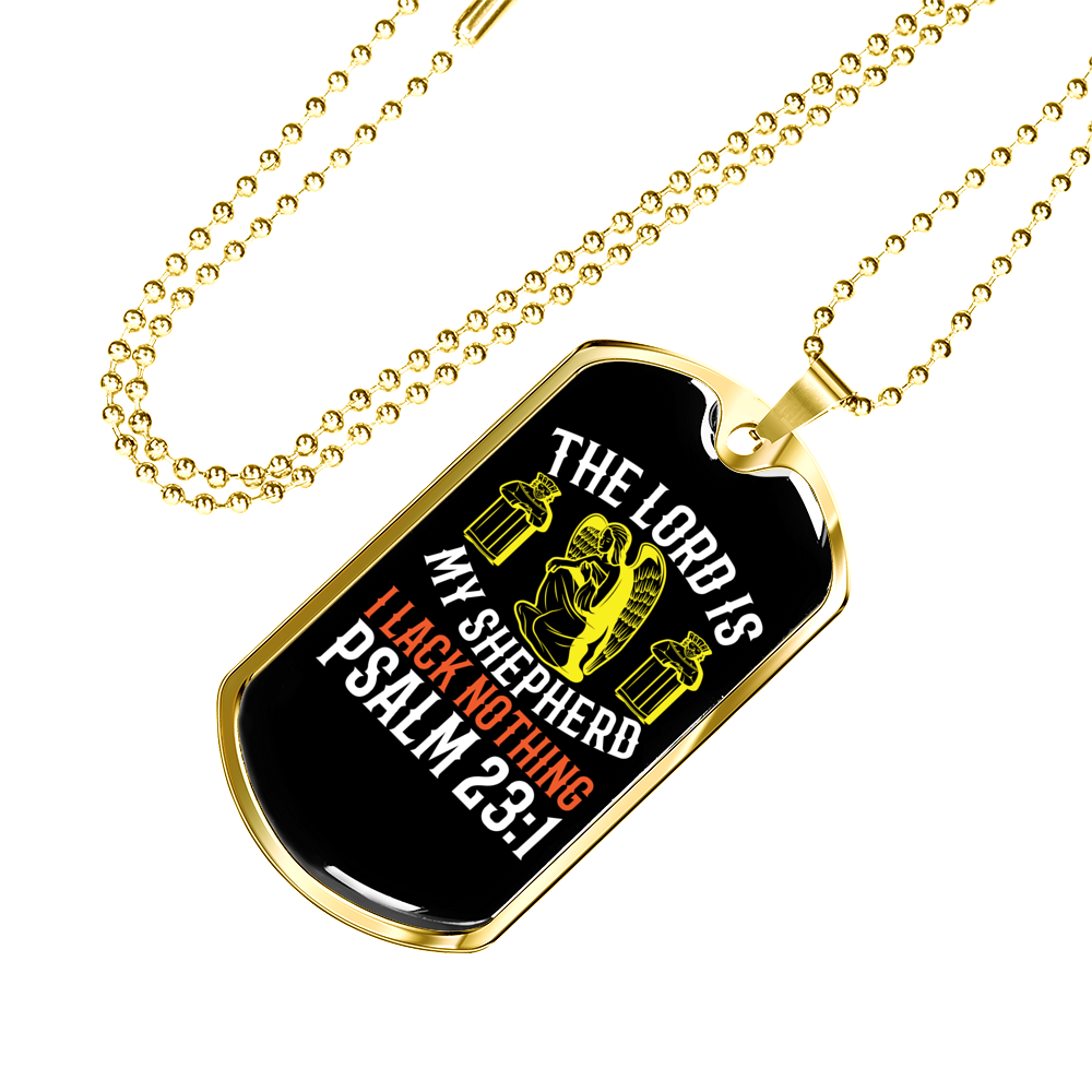 Shepherd Is My Lord Christian Necklace Stainless Steel or 18k Gold Dog Tag 24" Chain-Express Your Love Gifts