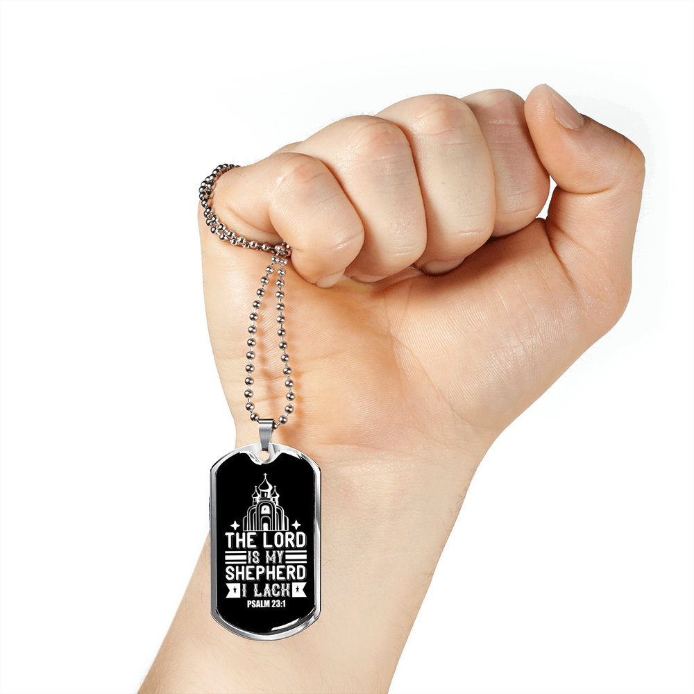 Shepherd Lack Nothing Christian Necklace Stainless Steel or 18k Gold Dog Tag 24" Chain-Express Your Love Gifts