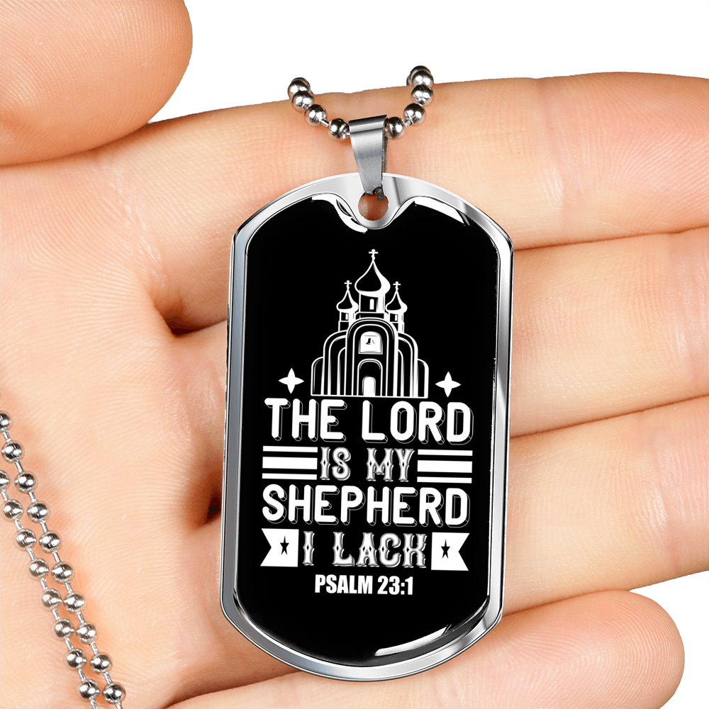 Shepherd Lack Nothing Christian Necklace Stainless Steel or 18k Gold Dog Tag 24" Chain-Express Your Love Gifts