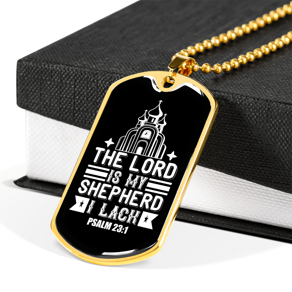 Shepherd Lack Nothing Christian Necklace Stainless Steel or 18k Gold Dog Tag 24" Chain-Express Your Love Gifts