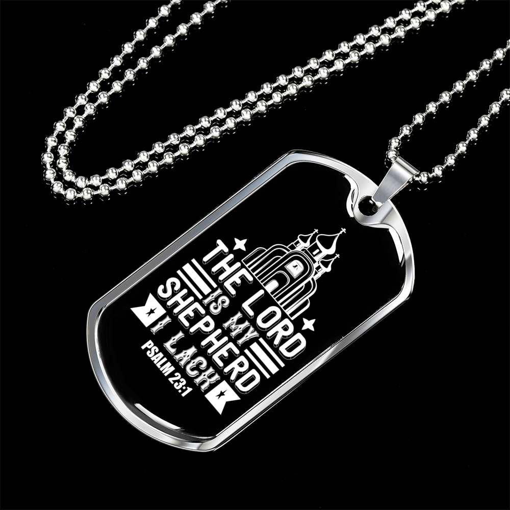 Shepherd Lack Nothing Christian Necklace Stainless Steel or 18k Gold Dog Tag 24" Chain-Express Your Love Gifts
