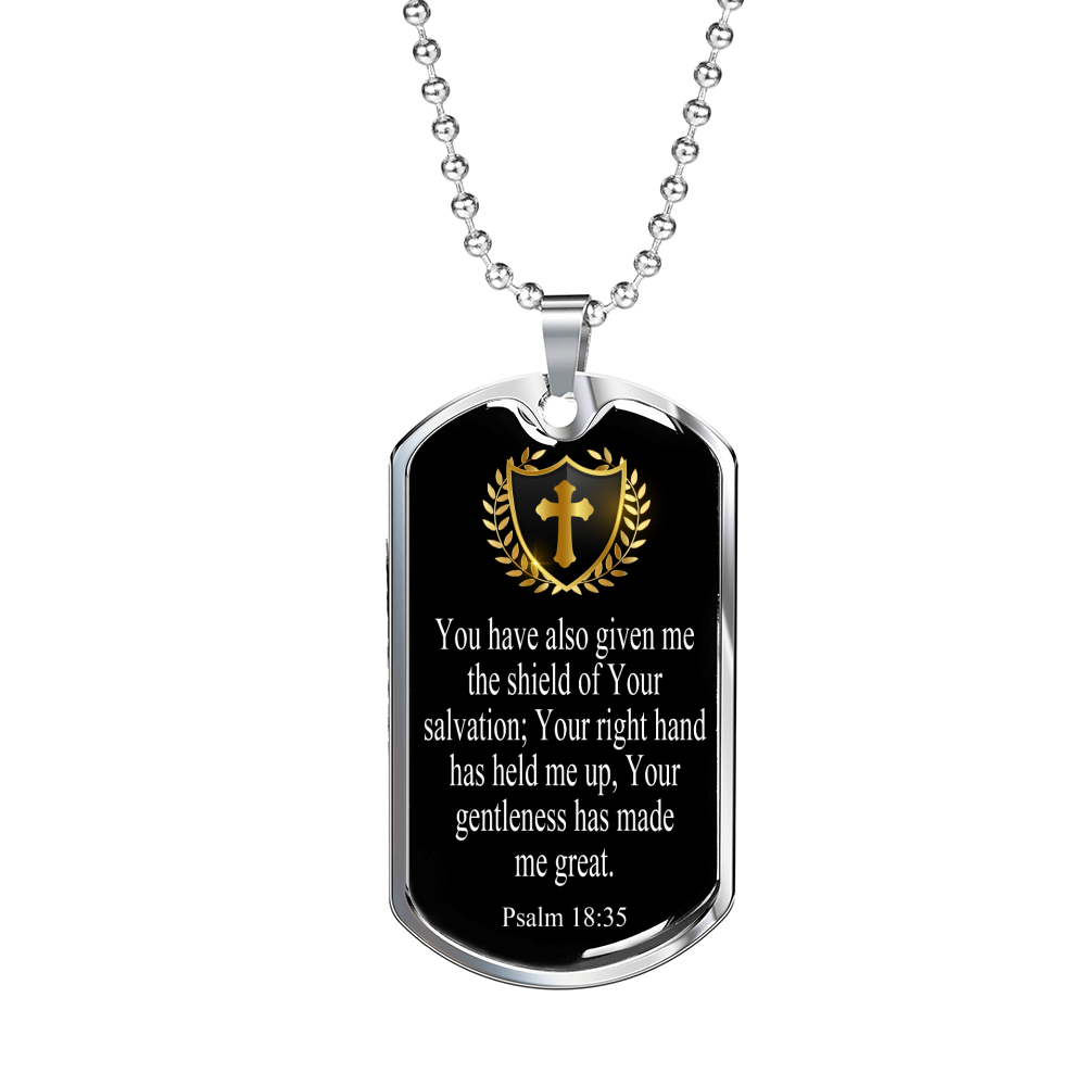 Shield Of Salvation Cross Dog Tag Stainless Steel or 18k Gold 24" Chain-Express Your Love Gifts