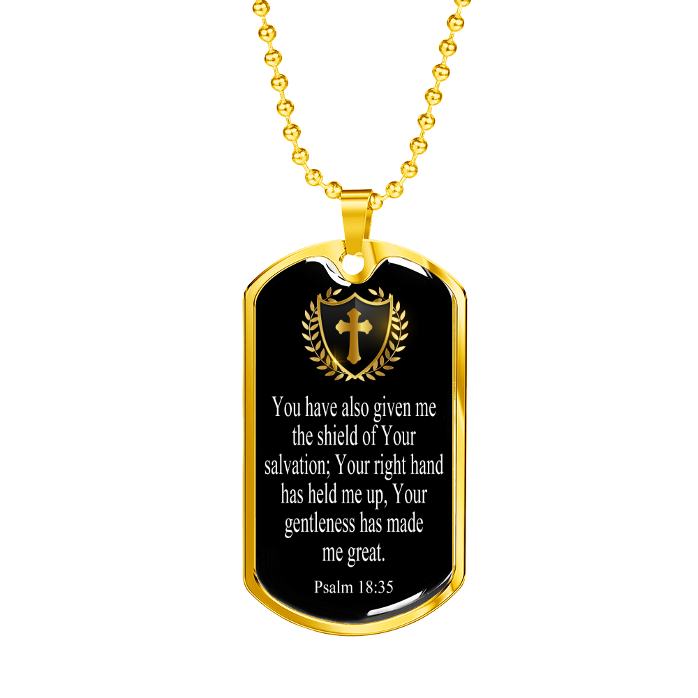 Shield Of Salvation Cross Dog Tag Stainless Steel or 18k Gold 24" Chain-Express Your Love Gifts