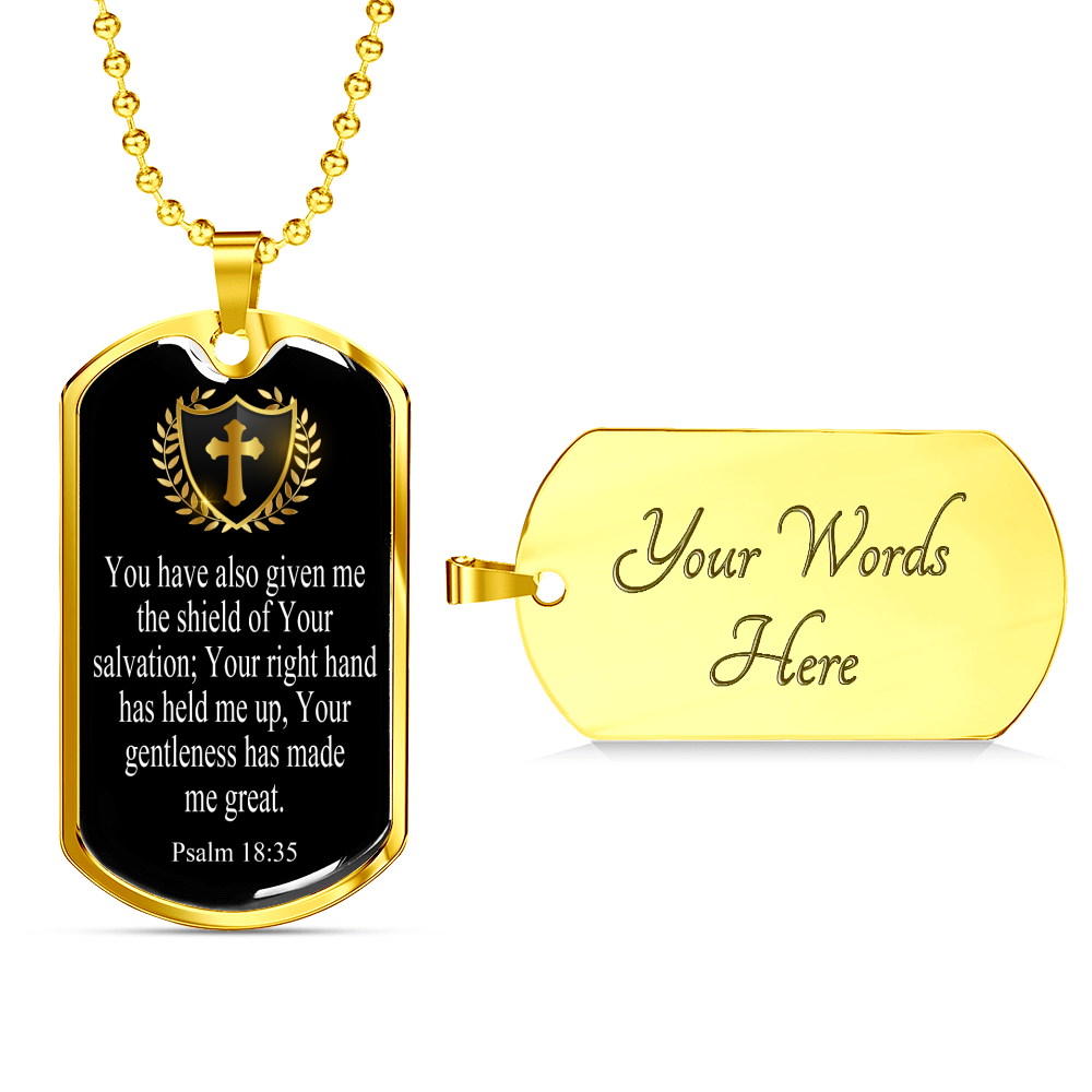 Shield Of Salvation Cross Dog Tag Stainless Steel or 18k Gold 24" Chain-Express Your Love Gifts