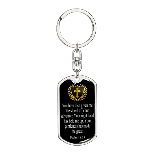 Shield Of Salvation Swivel Keychain Dog Tag Stainless Steel or 18k Gold-Express Your Love Gifts