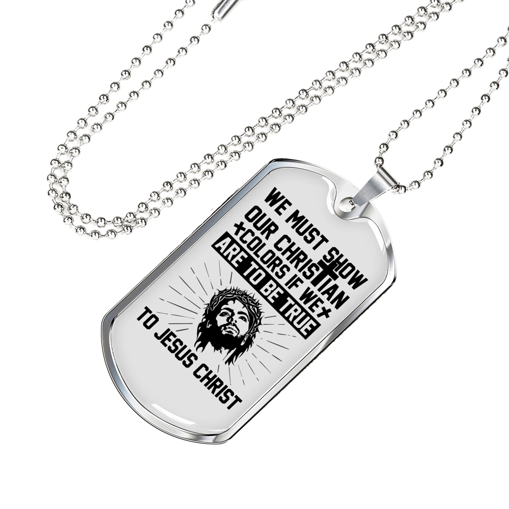 Show Our Christian Christian Necklace Stainless Steel or 18k Gold Dog Tag 24" Chain-Express Your Love Gifts