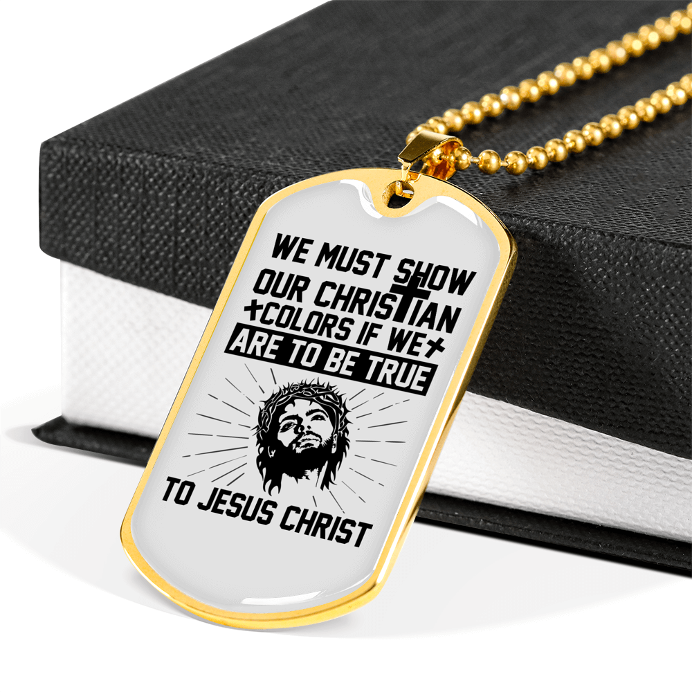 Show Our Christian Christian Necklace Stainless Steel or 18k Gold Dog Tag 24" Chain-Express Your Love Gifts