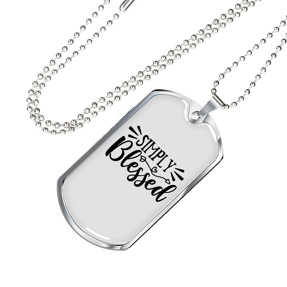 Simply Blessed Christian Necklace Stainless Steel or 18k Gold Dog Tag 24" Chain-Express Your Love Gifts