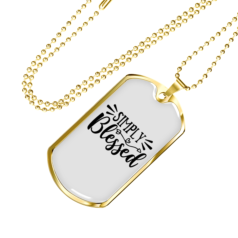 Simply Blessed Christian Necklace Stainless Steel or 18k Gold Dog Tag 24" Chain-Express Your Love Gifts