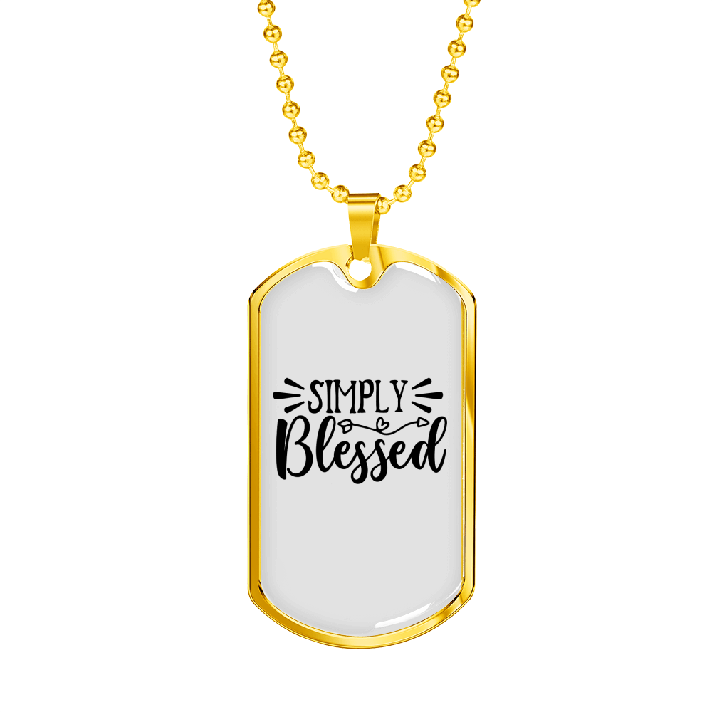 Simply Blessed Christian Necklace Stainless Steel or 18k Gold Dog Tag 24" Chain-Express Your Love Gifts