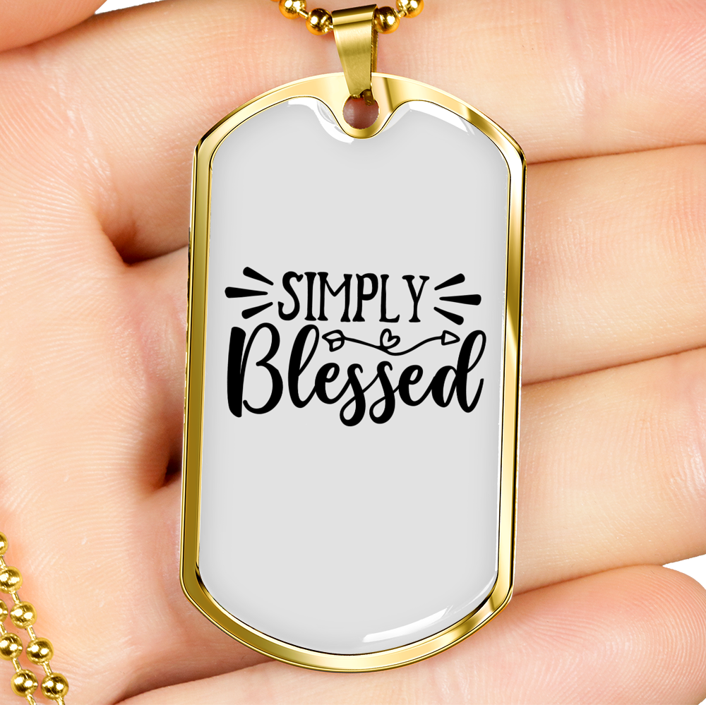 Simply Blessed Christian Necklace Stainless Steel or 18k Gold Dog Tag 24" Chain-Express Your Love Gifts