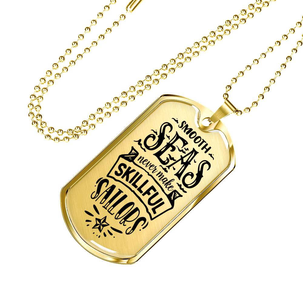 Skillfull Sailors Necklace Stainless Steel or 18k Gold Dog Tag 24" Chain-Express Your Love Gifts