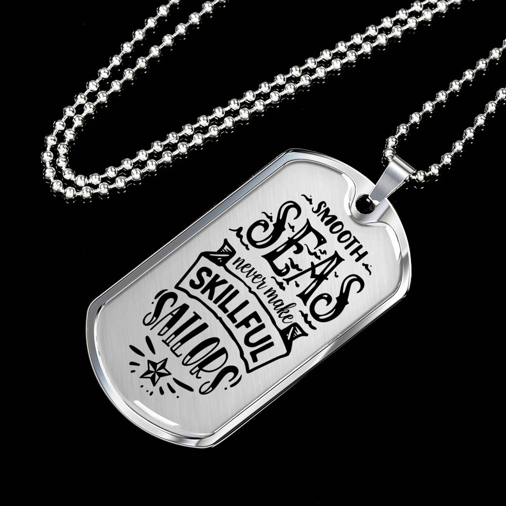 Skillfull Sailors Necklace Stainless Steel or 18k Gold Dog Tag 24" Chain-Express Your Love Gifts