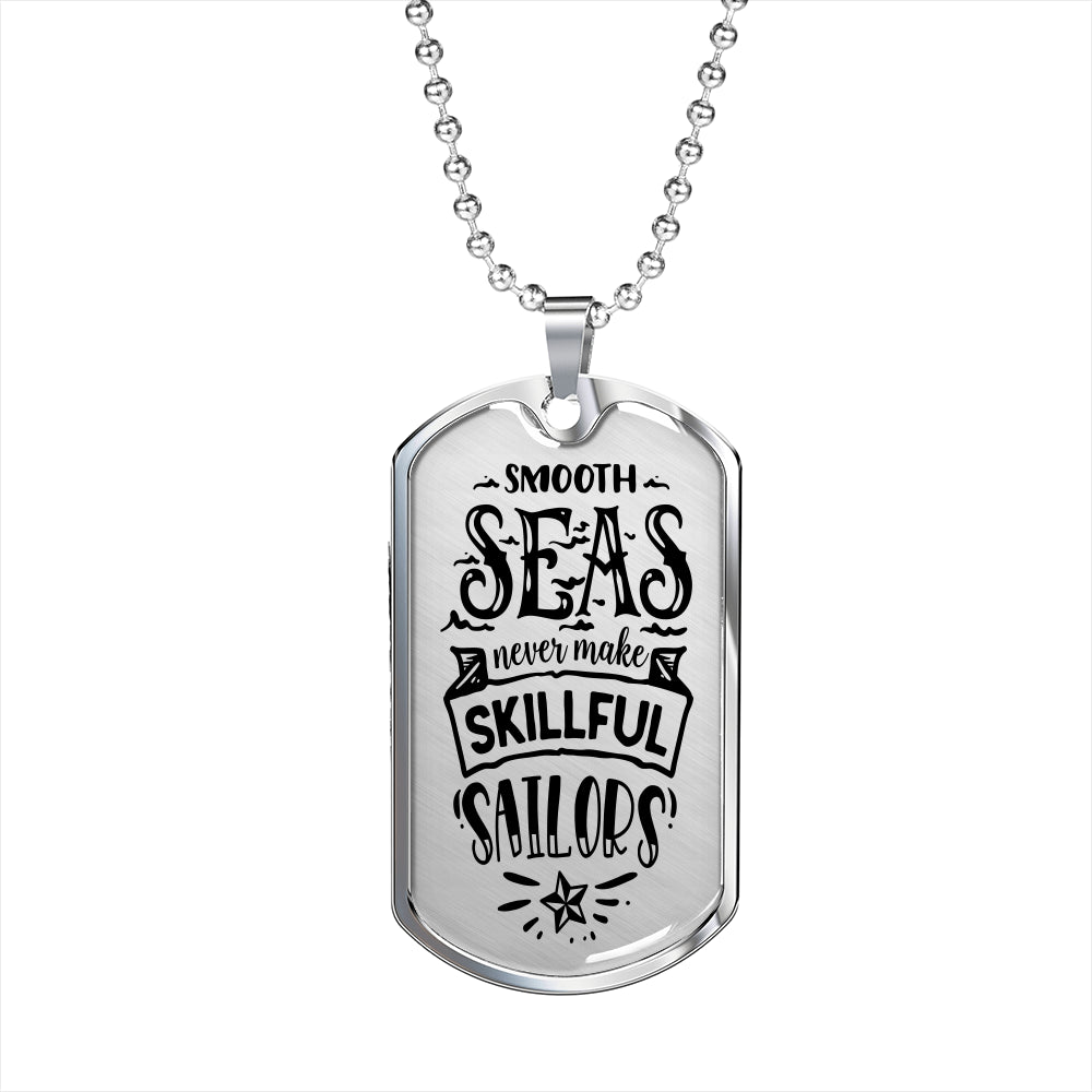 Skillfull Sailors Necklace Stainless Steel or 18k Gold Dog Tag 24" Chain-Express Your Love Gifts