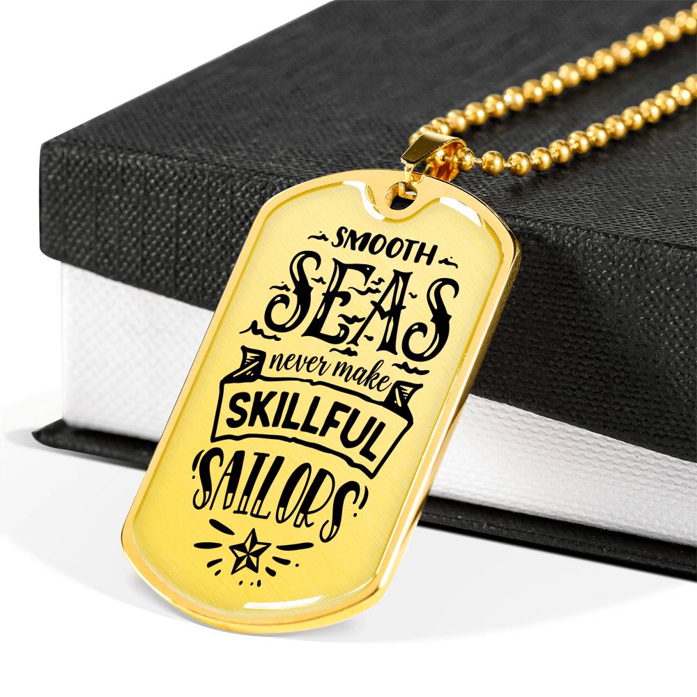 Skillfull Sailors Necklace Stainless Steel or 18k Gold Dog Tag 24" Chain-Express Your Love Gifts
