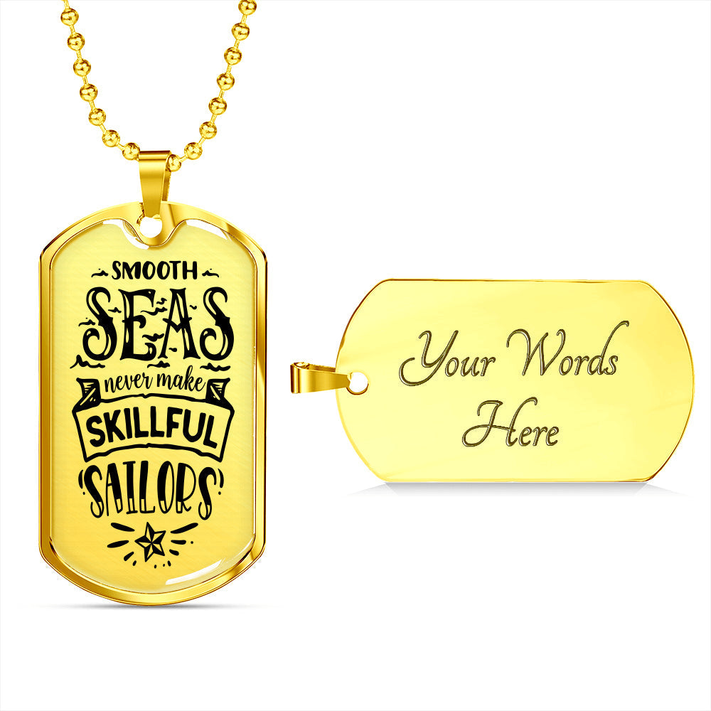 Skillfull Sailors Necklace Stainless Steel or 18k Gold Dog Tag 24" Chain-Express Your Love Gifts