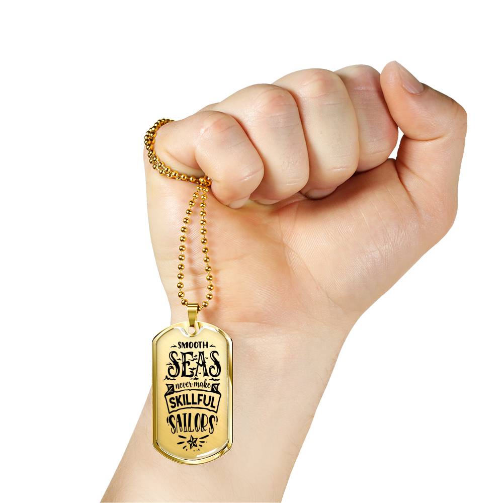 Skillfull Sailors Necklace Stainless Steel or 18k Gold Dog Tag 24" Chain-Express Your Love Gifts