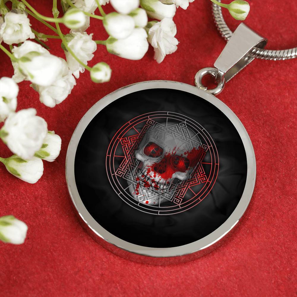 Skull Death Circle Necklace Stainless Steel or 18k Gold 18-22" - Express Your Love Gifts