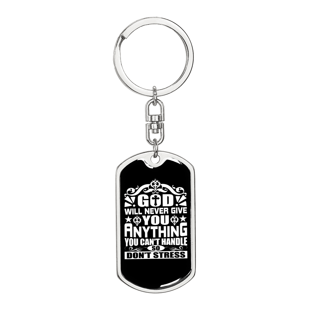 So Don'T Stress Keychain Stainless Steel or 18k Gold Dog Tag Keyring-Express Your Love Gifts