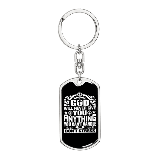So Don'T Stress Keychain Stainless Steel or 18k Gold Dog Tag Keyring-Express Your Love Gifts