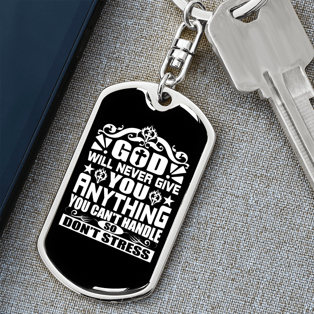 So Don'T Stress Keychain Stainless Steel or 18k Gold Dog Tag Keyring-Express Your Love Gifts