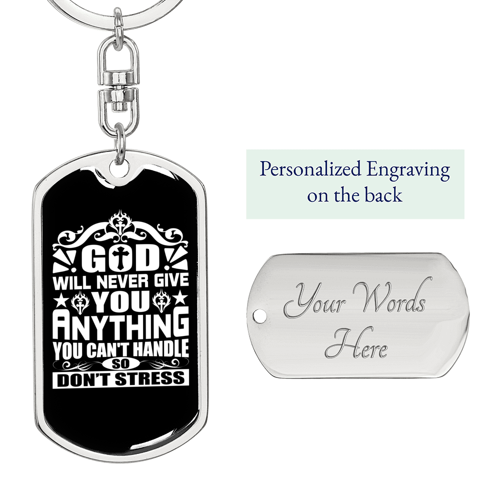 So Don'T Stress Keychain Stainless Steel or 18k Gold Dog Tag Keyring-Express Your Love Gifts