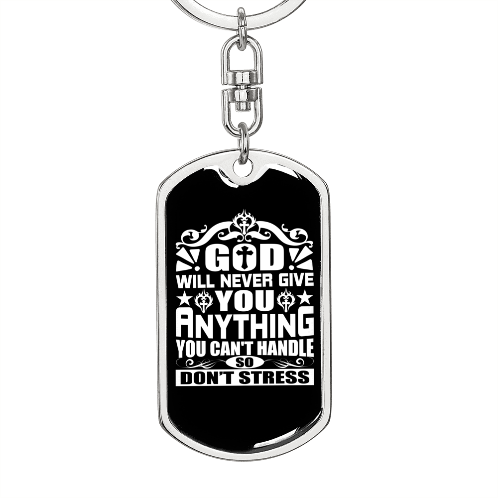 So Don'T Stress Keychain Stainless Steel or 18k Gold Dog Tag Keyring-Express Your Love Gifts