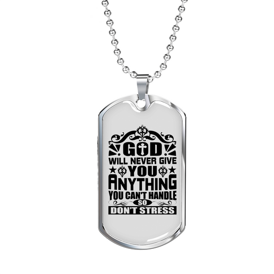 So Don't Stress Necklace Stainless Steel or 18k Gold Dog Tag 24" Chain-Express Your Love Gifts