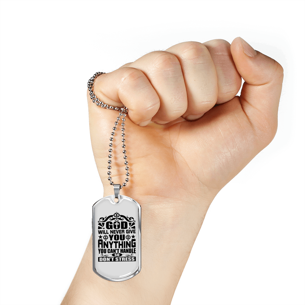 So Don't Stress Necklace Stainless Steel or 18k Gold Dog Tag 24" Chain-Express Your Love Gifts