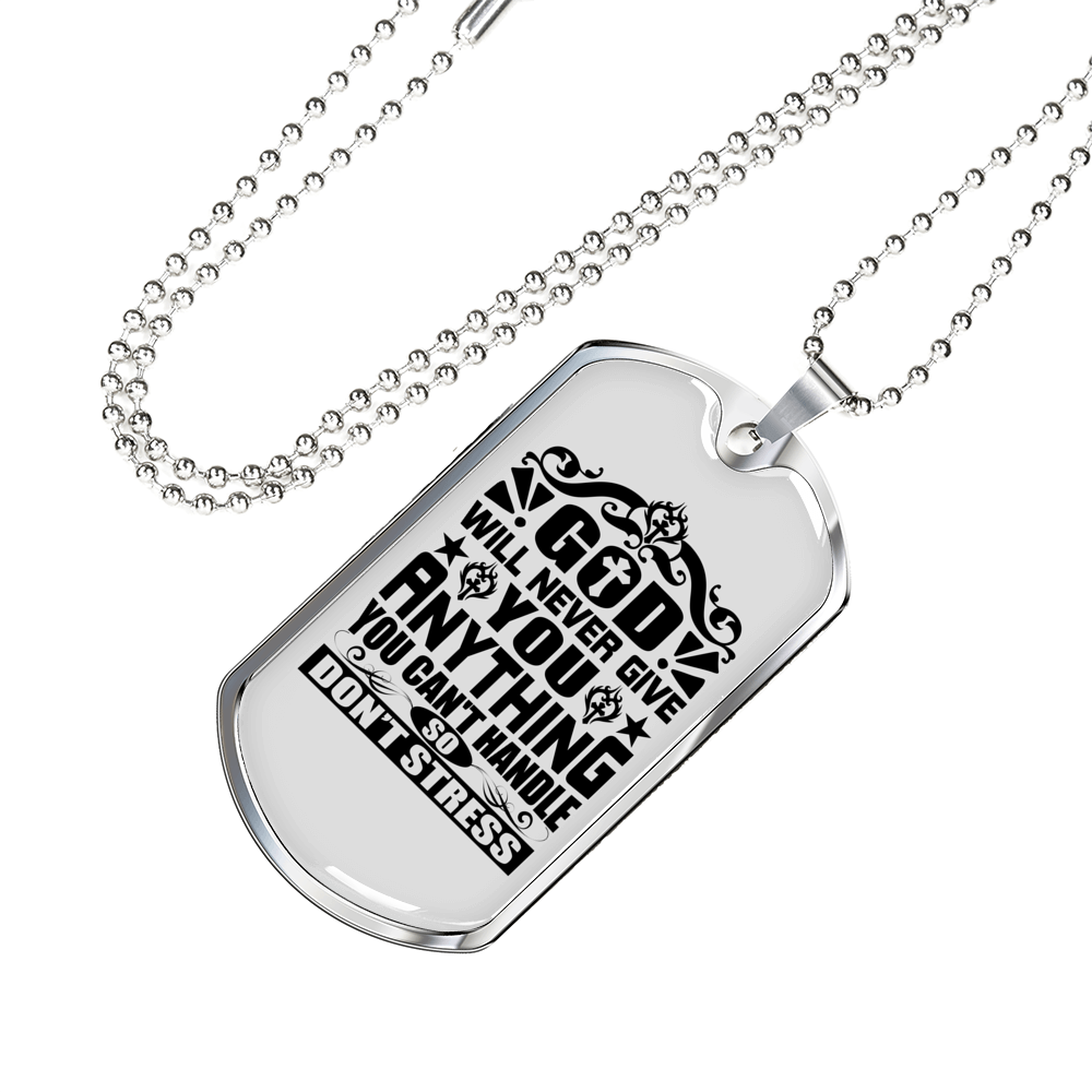 So Don't Stress Necklace Stainless Steel or 18k Gold Dog Tag 24" Chain-Express Your Love Gifts