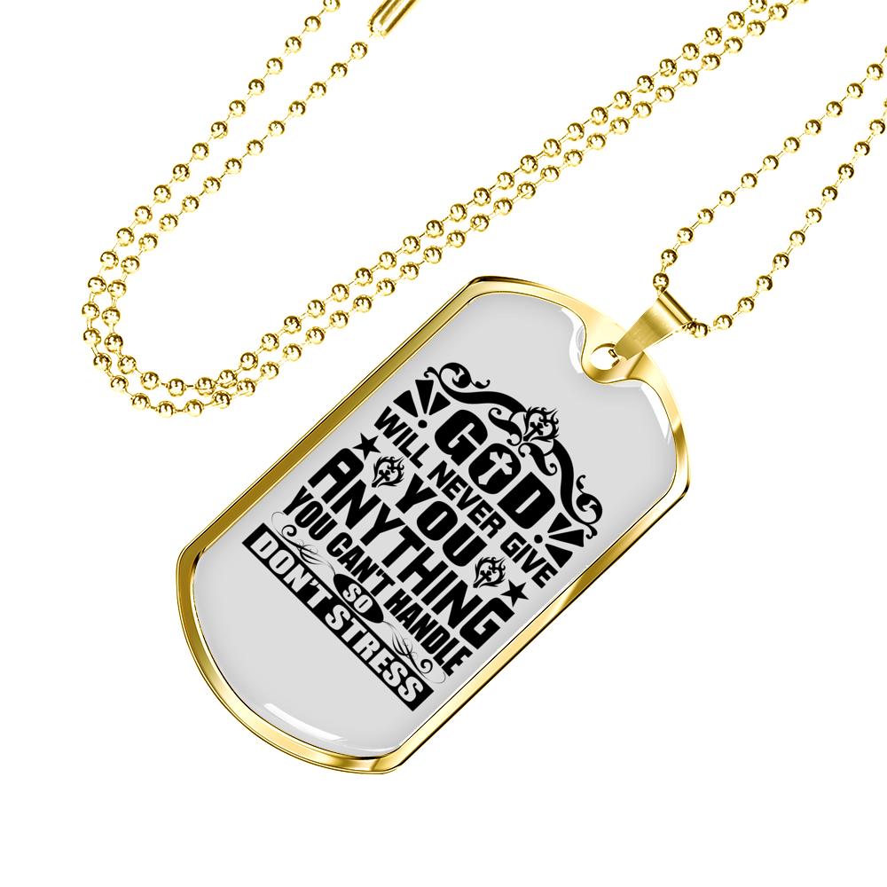 So Don't Stress Necklace Stainless Steel or 18k Gold Dog Tag 24" Chain-Express Your Love Gifts