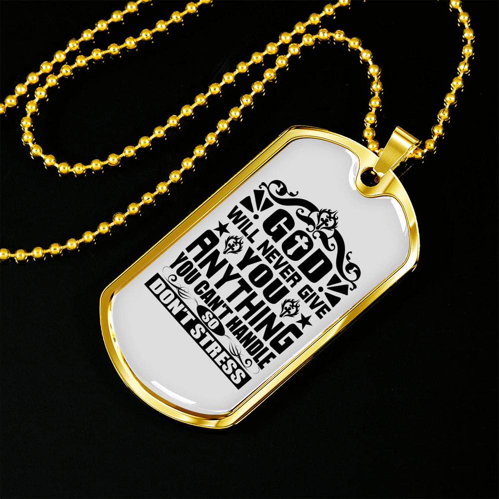 So Don't Stress Necklace Stainless Steel or 18k Gold Dog Tag 24" Chain-Express Your Love Gifts