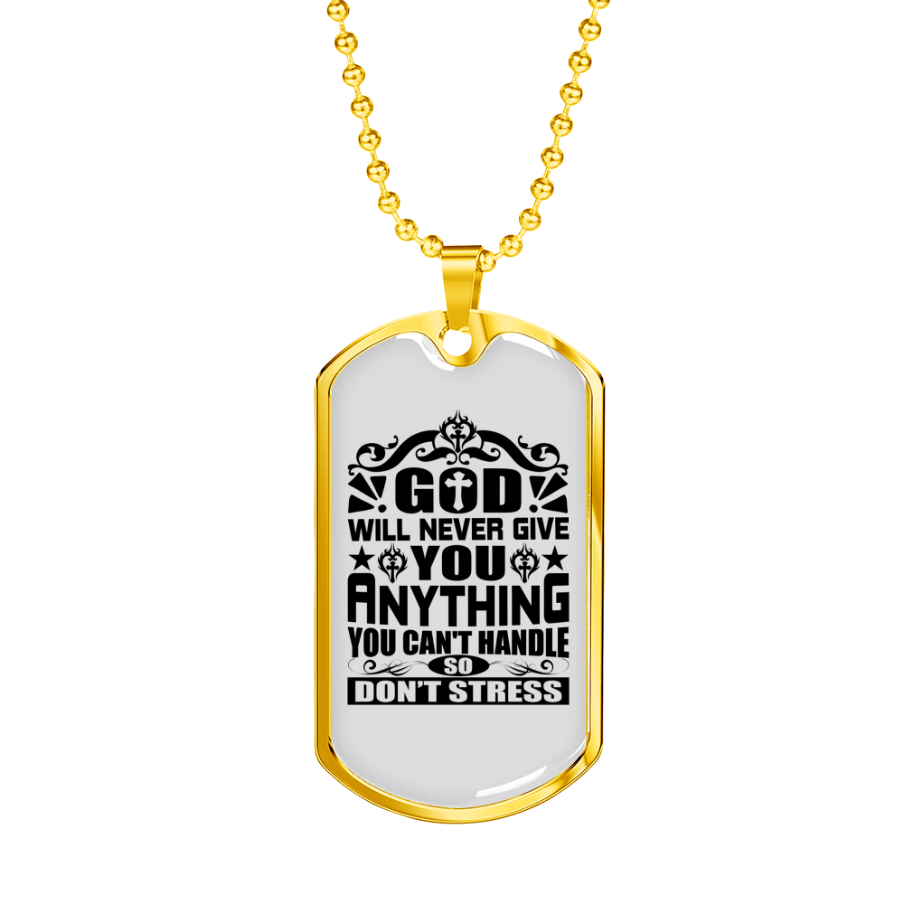 So Don't Stress Necklace Stainless Steel or 18k Gold Dog Tag 24" Chain-Express Your Love Gifts