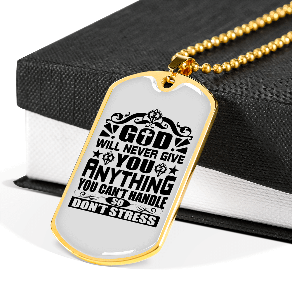 So Don't Stress Necklace Stainless Steel or 18k Gold Dog Tag 24" Chain-Express Your Love Gifts
