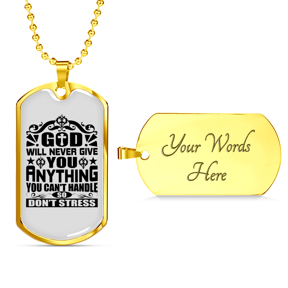 So Don't Stress Necklace Stainless Steel or 18k Gold Dog Tag 24" Chain-Express Your Love Gifts