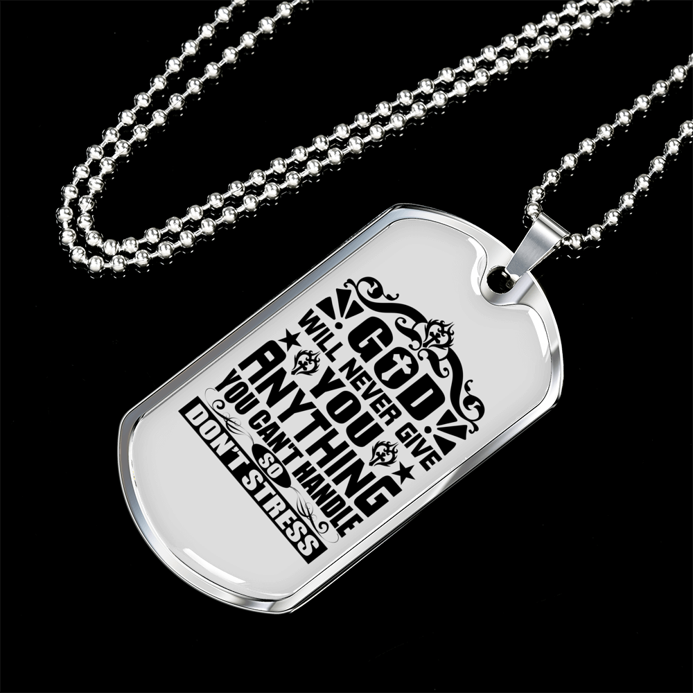 So Don't Stress Necklace Stainless Steel or 18k Gold Dog Tag 24" Chain-Express Your Love Gifts