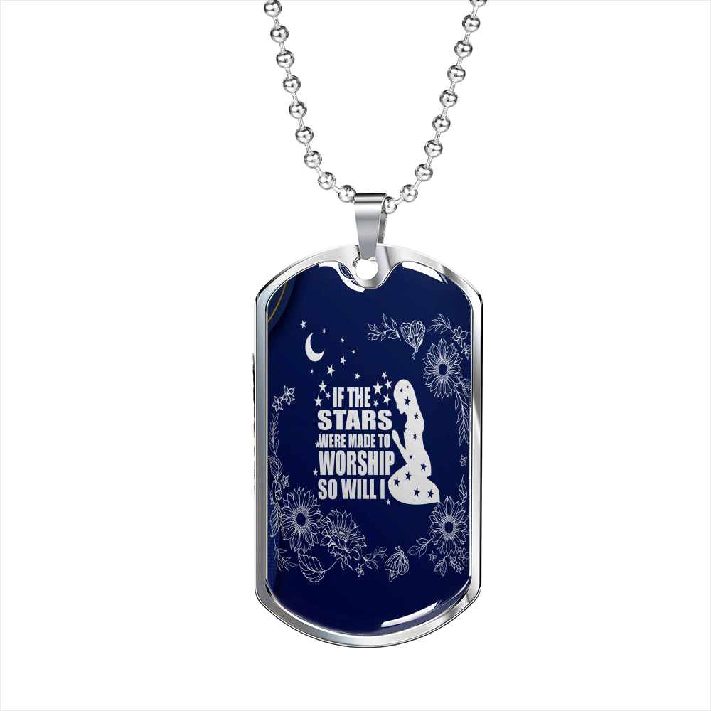 So Will I Necklace Psalm 148 Stainless Steel or 18k Gold Dog Tag 24" Chain-Express Your Love Gifts