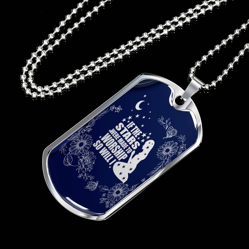 So Will I Necklace Psalm 148 Stainless Steel or 18k Gold Dog Tag 24" Chain-Express Your Love Gifts