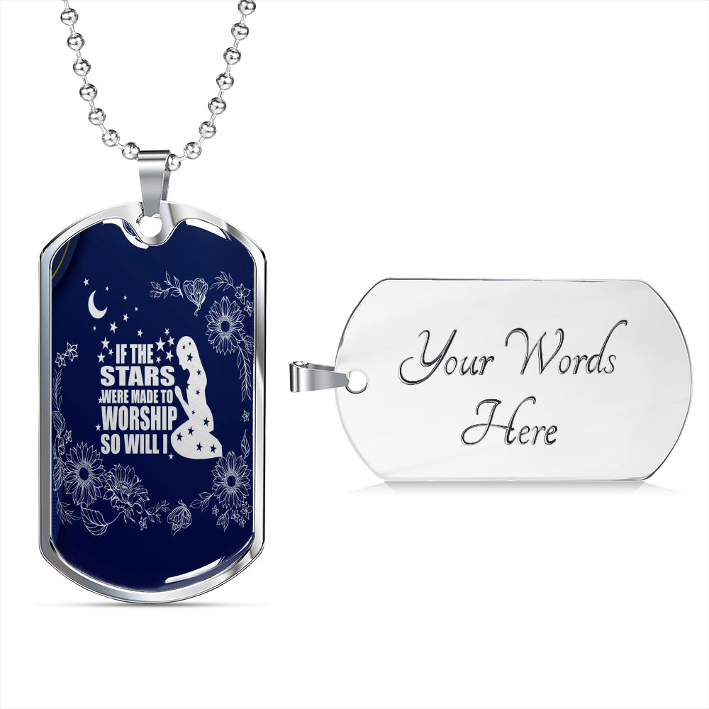 So Will I Necklace Psalm 148 Stainless Steel or 18k Gold Dog Tag 24" Chain-Express Your Love Gifts