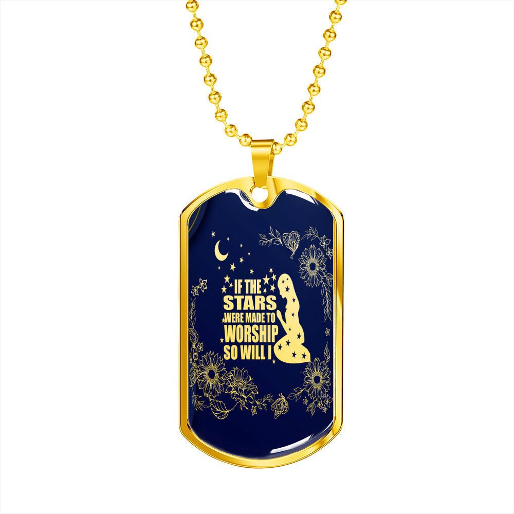 So Will I Necklace Psalm 148 Stainless Steel or 18k Gold Dog Tag 24" Chain-Express Your Love Gifts