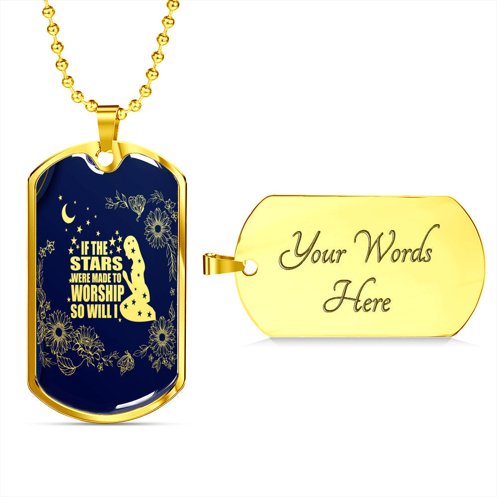 So Will I Necklace Psalm 148 Stainless Steel or 18k Gold Dog Tag 24" Chain-Express Your Love Gifts